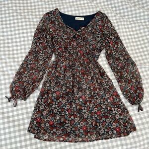 Abercrombie Floral Long-Sleeve Mini Dress